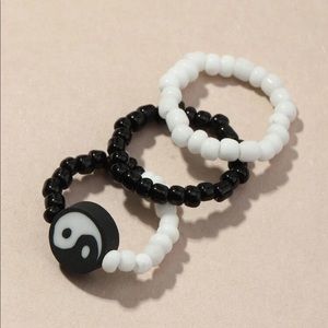 🆕 Beaded Yin Yang Ring Set - 3 Pc.